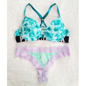 PINK tie dye racerback bra and panty